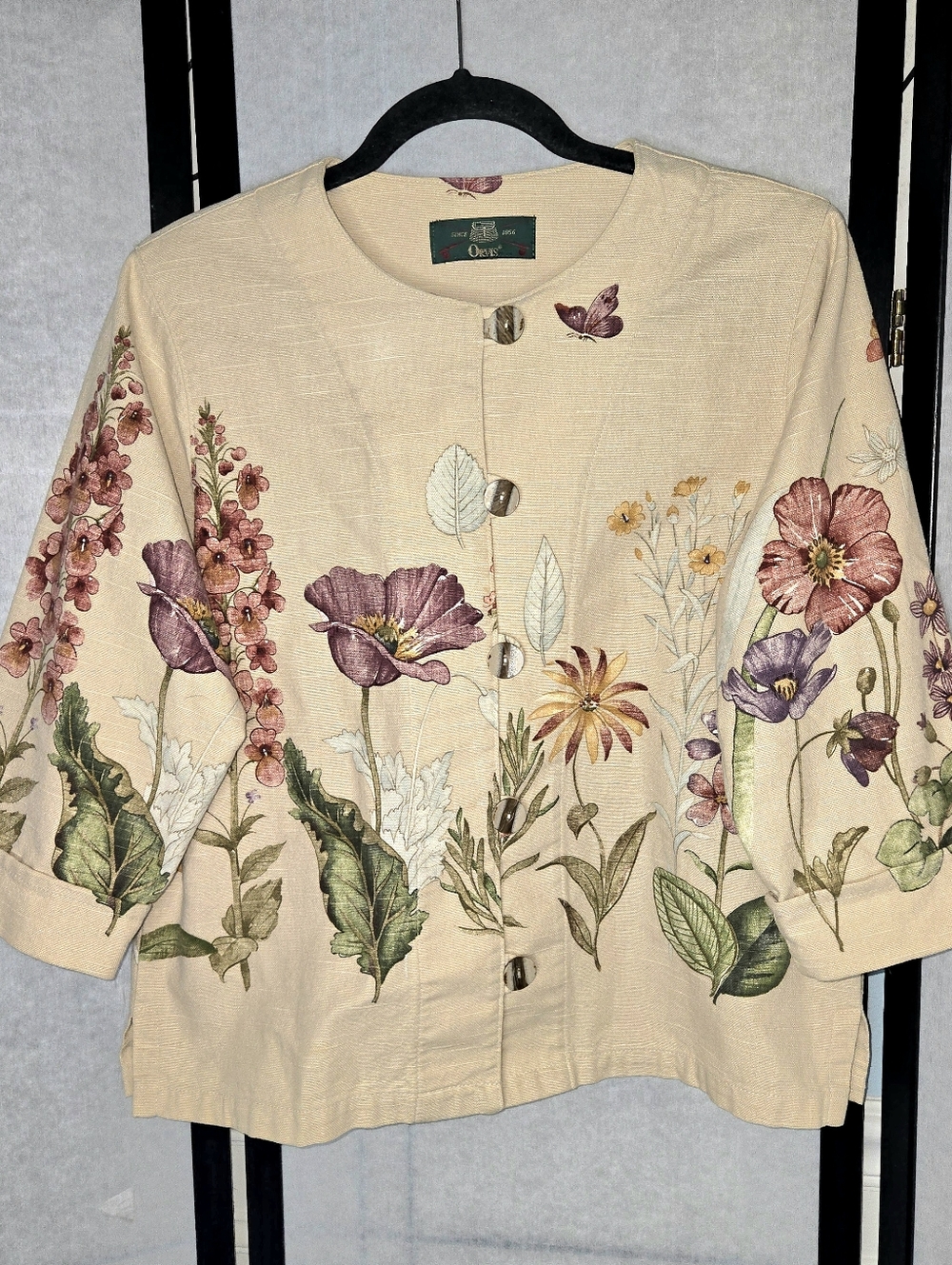 Orvis Sporting Traditions Women's Medium Beige 100% Cotton Floral Print Jacket